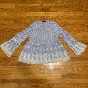Karen Kane Blue and White Striped Top